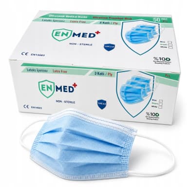 Jednorázová třívrstvá rouška ENMED, modrá, 50 ks