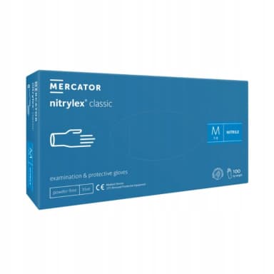 MERCATOR Nitrylex Classic Modré bezpudrové rukavice, vel M 100 ks