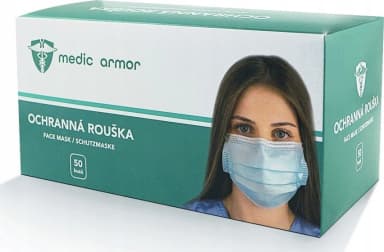 Jednorázová třívrstvá rouška Medic Armor, modrá, 50 ks