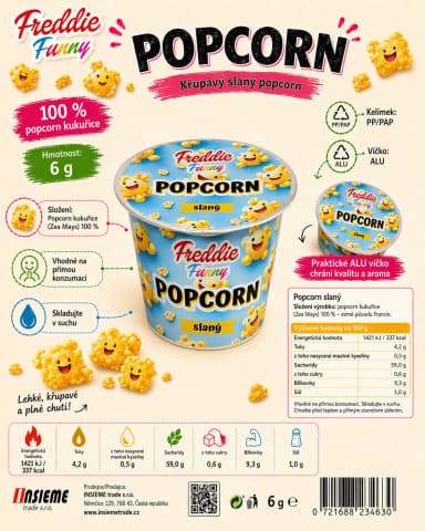Popcorn slaný Freddie Snack - 6g