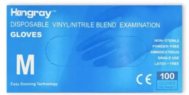 Hongray jednorázové vinyl/nitril rukavice bez pudru, vel. M 100 ks modré