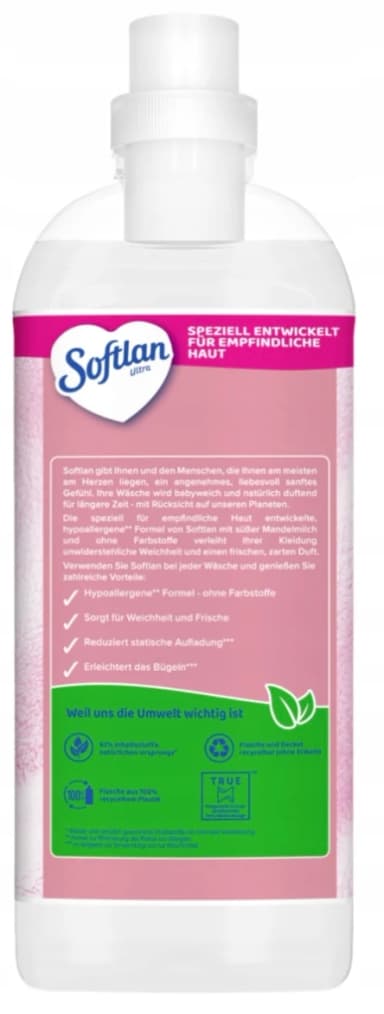 Softlan Ultra tekutá aviváž - Weich & Mild s mandlovým mlékem, 45 praní 1L