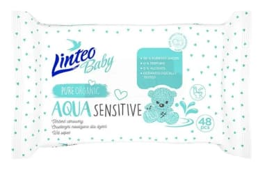 20x LINTEO BABY Vlhčené ubrousky pro miminka AQUA SENSITIVE 48 ks