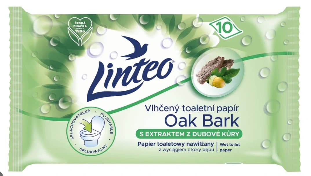 LINTEO vlhčený toaletní papír s dubovou kůrou (10 ks)