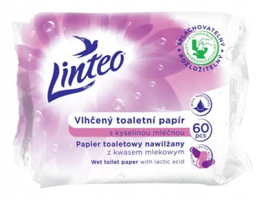 Vlhčený toaletní papír LINTEO s kyselinou mléčnou - 60 ks