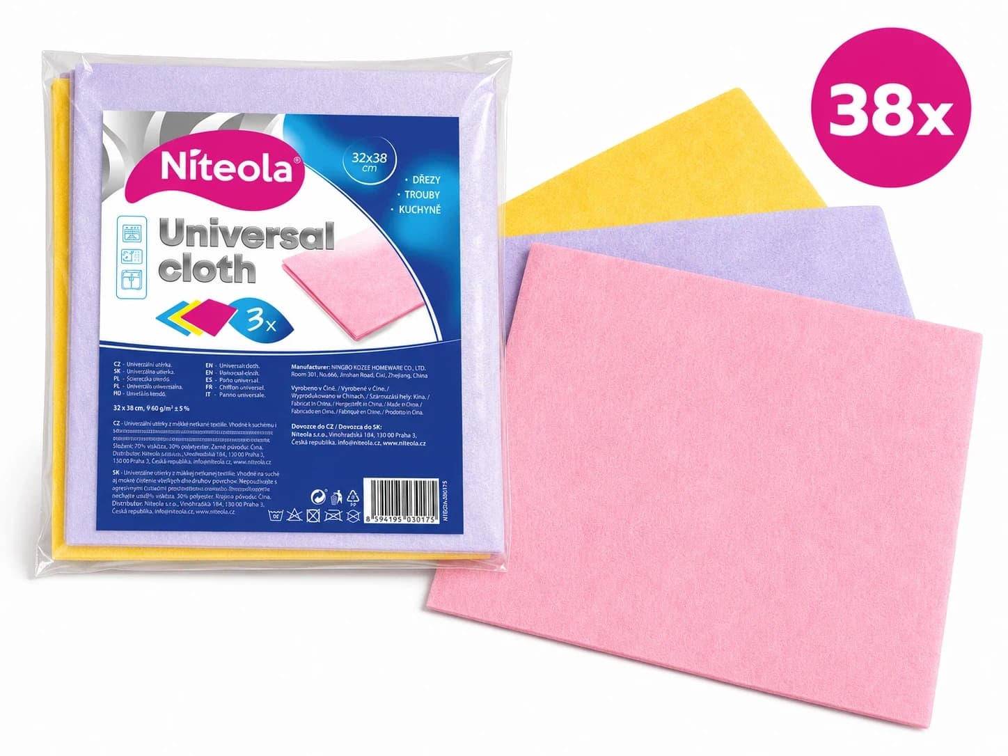38x Niteola univerzální utěrka 32 × 38 cm mix barev 3 ks