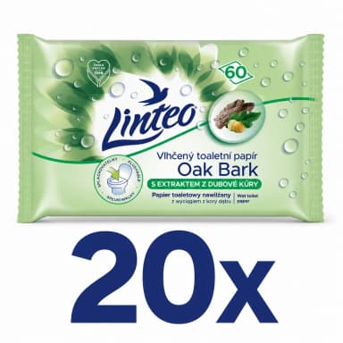 20x Linteo Satin vlhčený toaletní papír s dubovou kůrou 60 ks