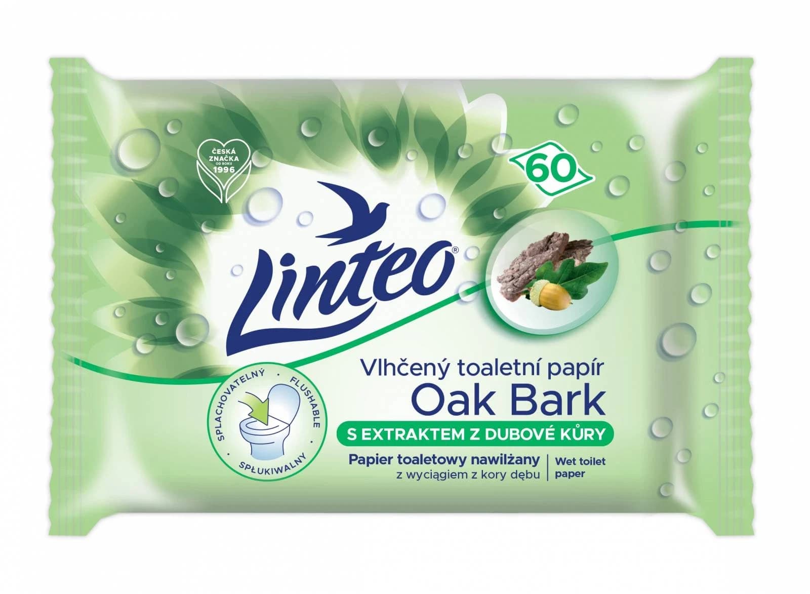 Linteo Satin vlhčený toaletní papír s dubovou kůrou 60 ks