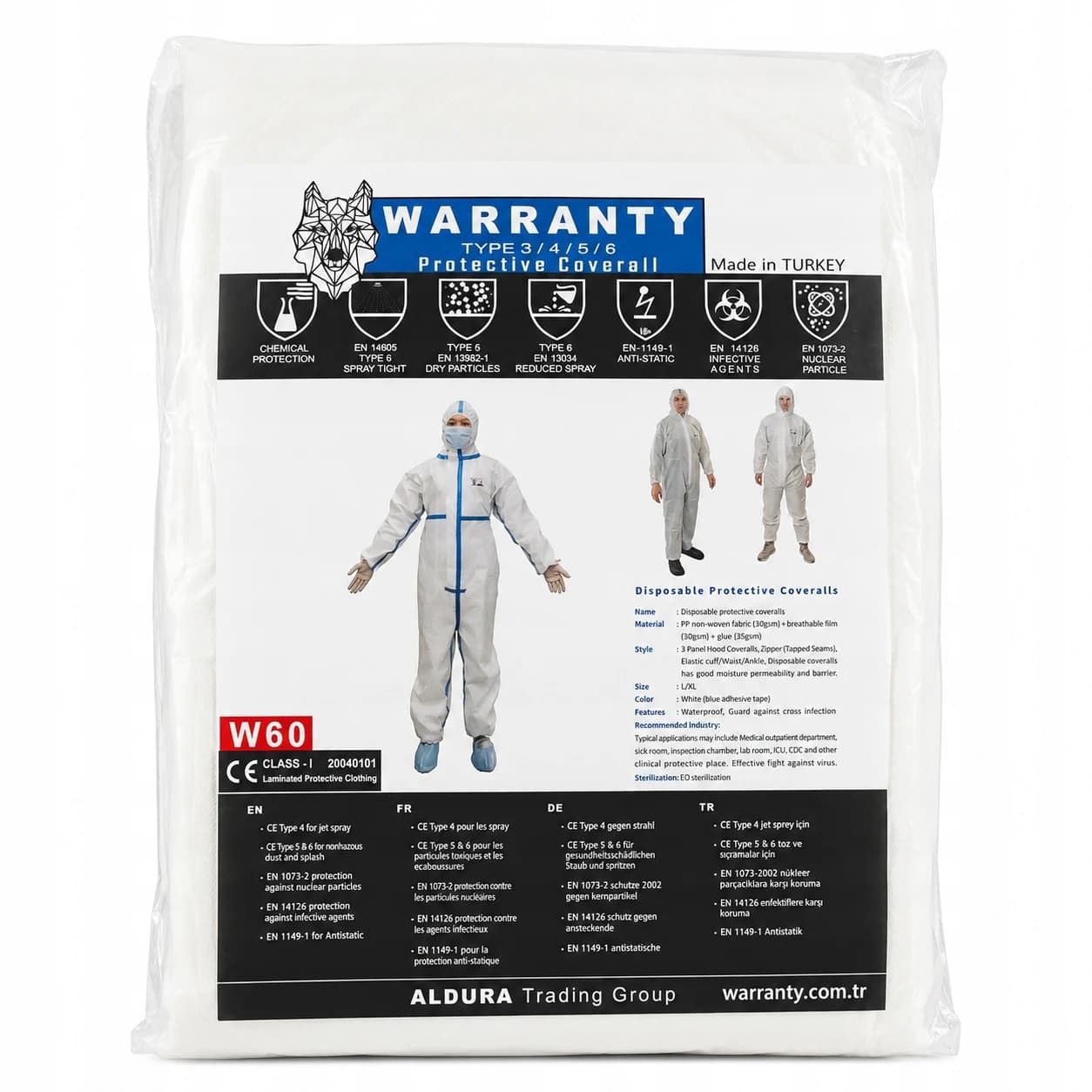 Jednorázový ochranný oblek WARRANTY, velikost 2XL