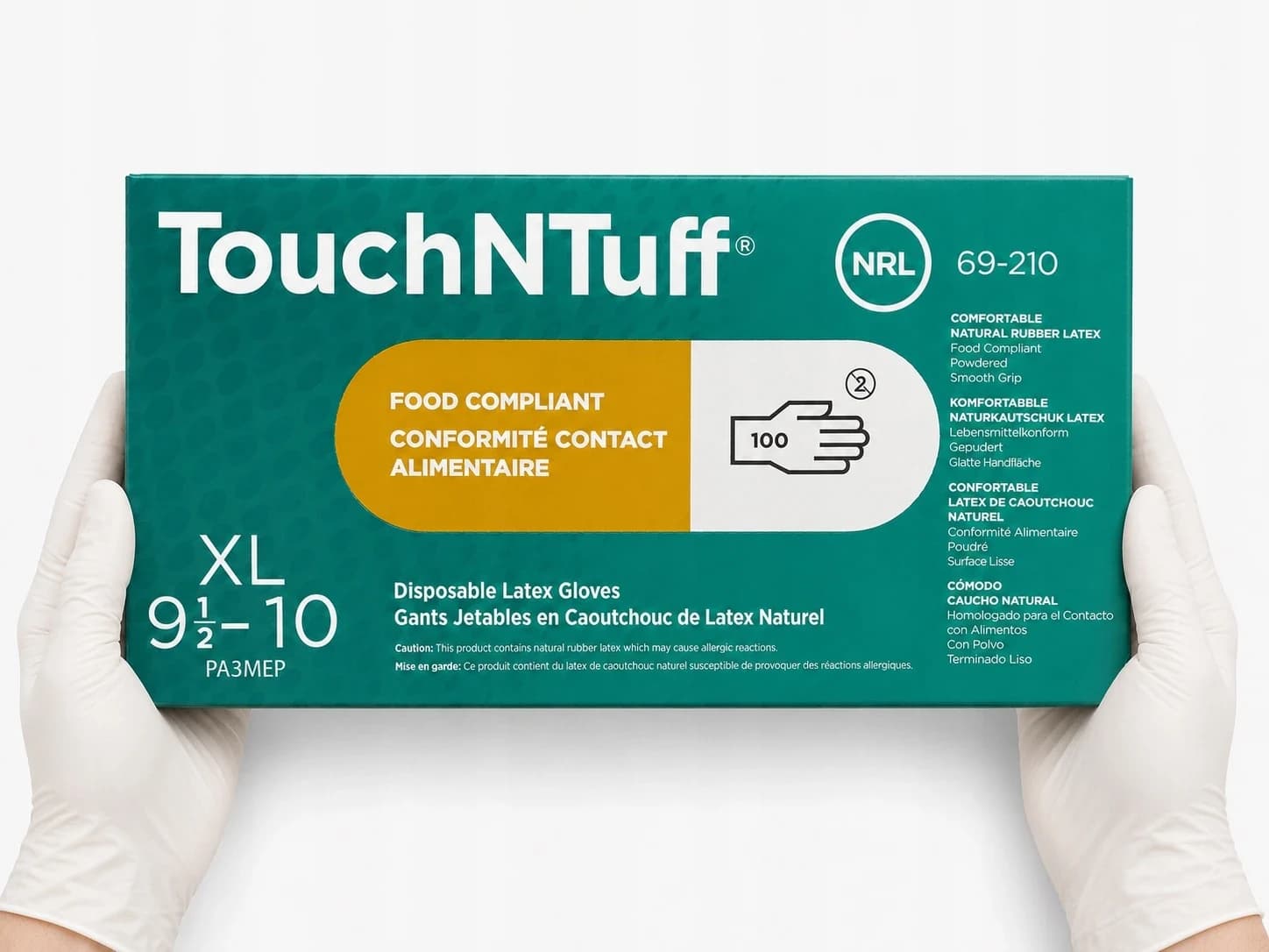 Ansell TouchNTuff 69-210 latexové rukavice pudrované, vel. XL/10, 100 ks - po expiraci