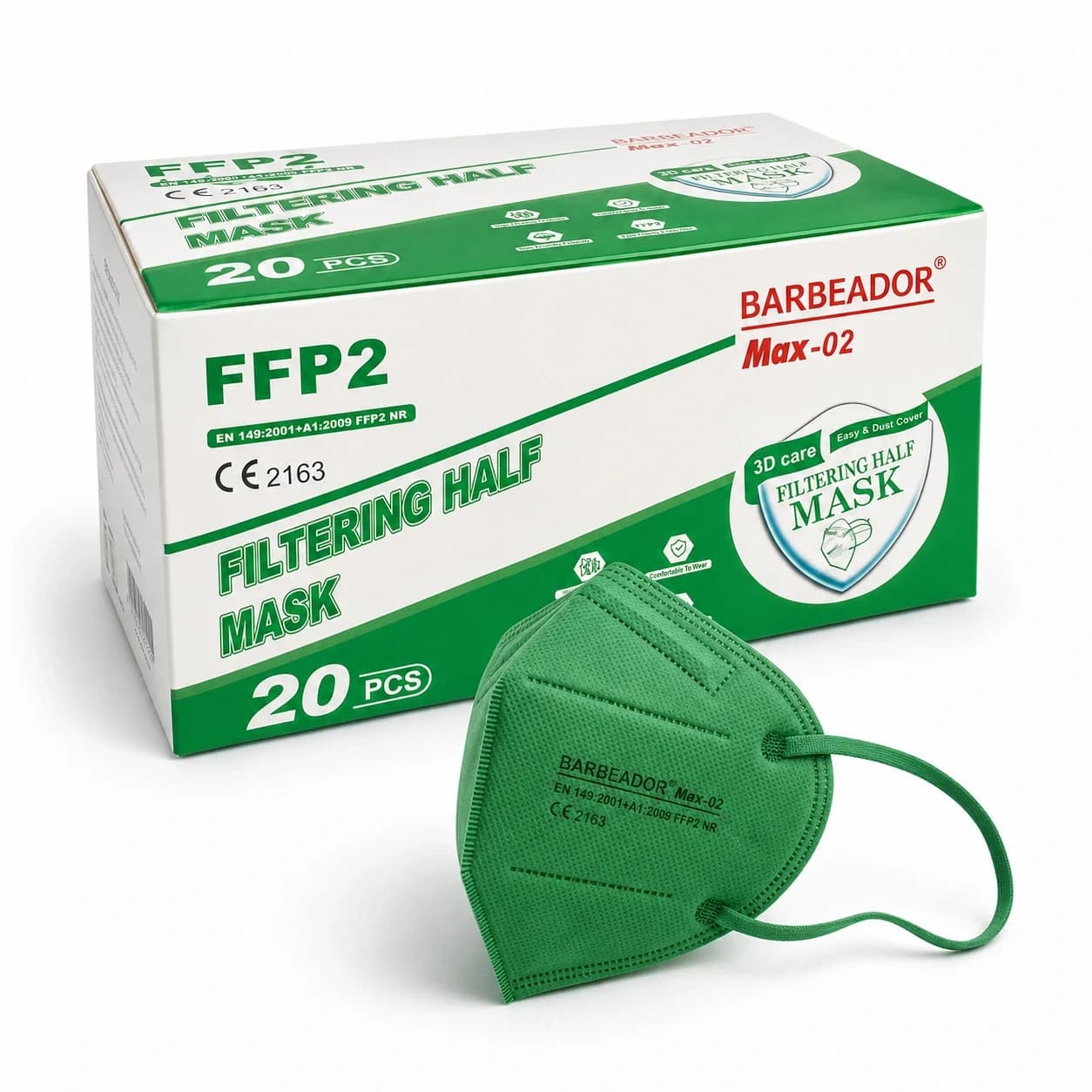Jiangsu Barbeador respirátor FFP2 zelený, 20 ks