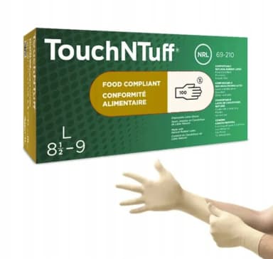 Ansell TouchNTuff 69-210 latexové rukavice pudrované, vel. L/9, 100 ks - po expiraci