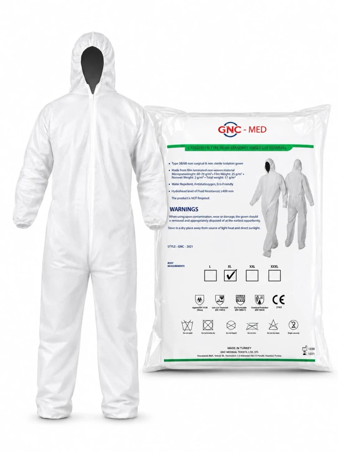 GNC-MED jednorázový ochranný oblek, vel. XL