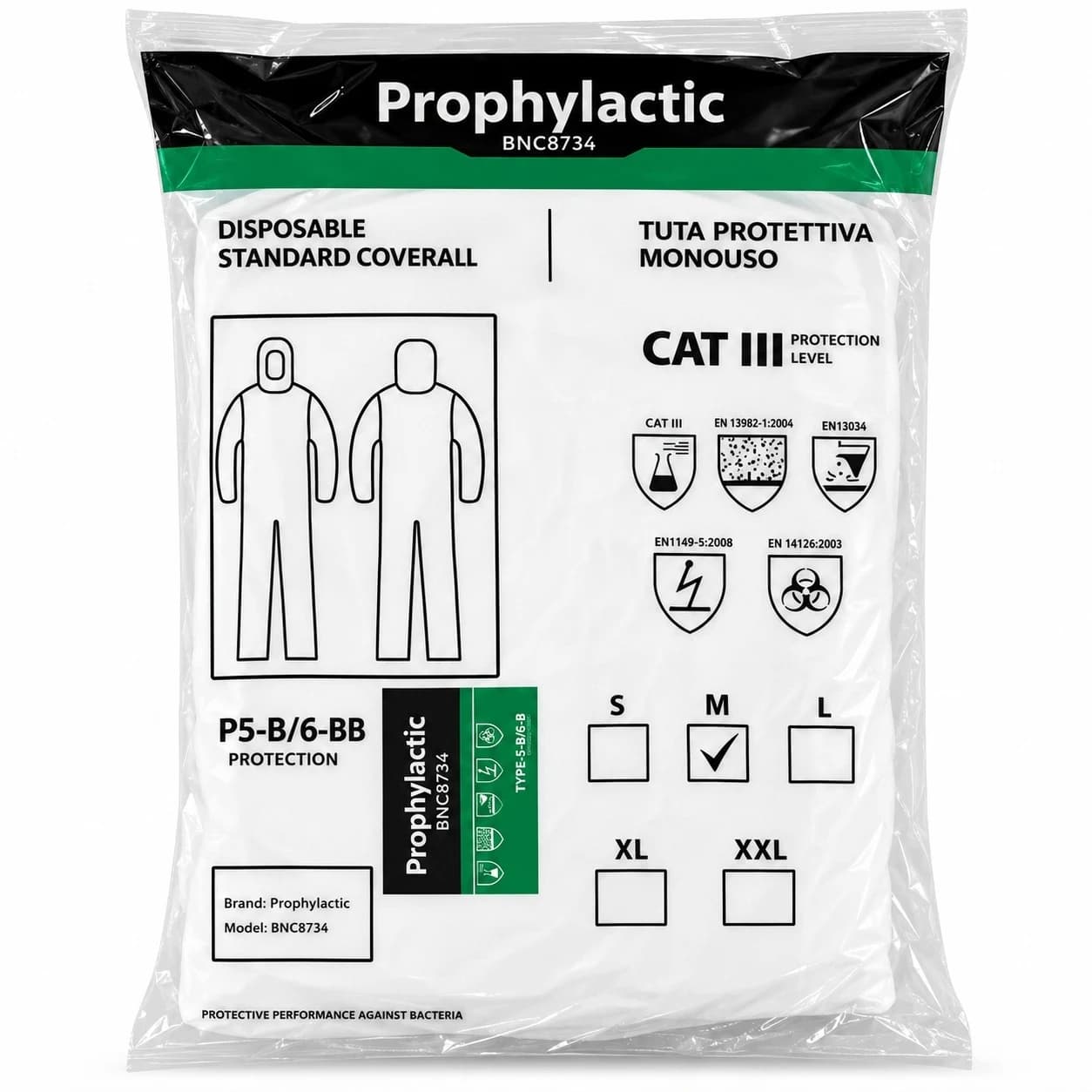 Jednorázový ochranný oblek PROPHYLACTIC, velikost XXL
