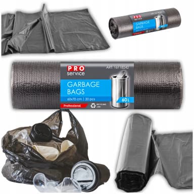 Odpadkové pytle černé Pro Service HDPE univerzální 60x70, 60l