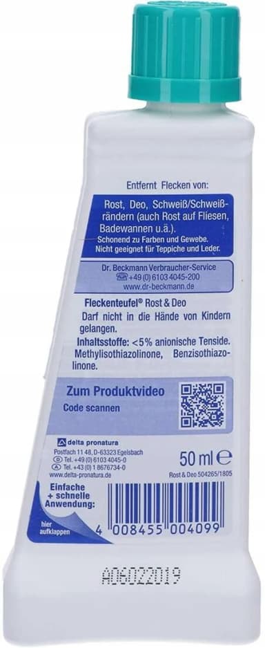 Dr. Beckmann ďáblík na odstraňování skvrn od potu, rzi a deodorantu 50 ml