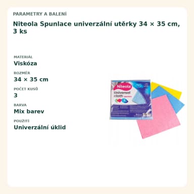 Niteola Spunlace univerzální utěrky 34 × 35 cm, 3 ks