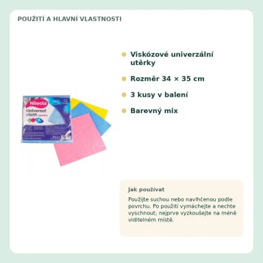 Niteola Spunlace univerzální utěrky 34 × 35 cm, 3 ks