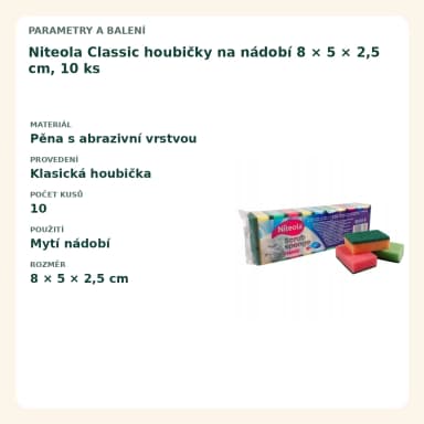 Niteola Classic houbičky na nádobí 8 × 5 × 2,5 cm, 10 ks