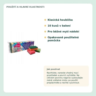 Niteola Classic houbičky na nádobí 8 × 5 × 2,5 cm, 10 ks