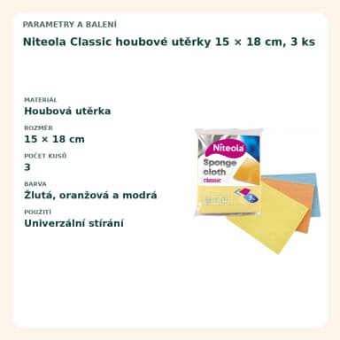 Niteola Classic houbové utěrky 15 × 18 cm, 3 ks
