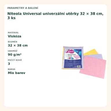 Niteola Universal univerzální utěrky 32 × 38 cm, 3 ks