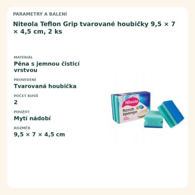 Niteola Teflon Grip tvarované houbičky 9,5 × 7 × 4,5 cm, 2 ks