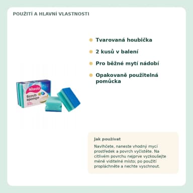 Niteola Teflon Grip tvarované houbičky 9,5 × 7 × 4,5 cm, 2 ks