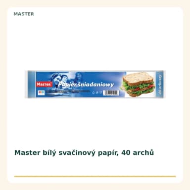 Svačinový papír Master bílý, 40 archů