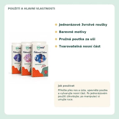 ENMED jednorázové ochranné roušky barevné, 10 ks