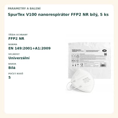 SpurTex V100 nanorespirátor FFP2, 5 ks