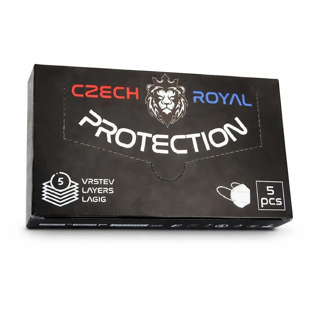 Jednorázová filtrační polomaska Czech Royal Protection, 5 ks, expirováno 2024
