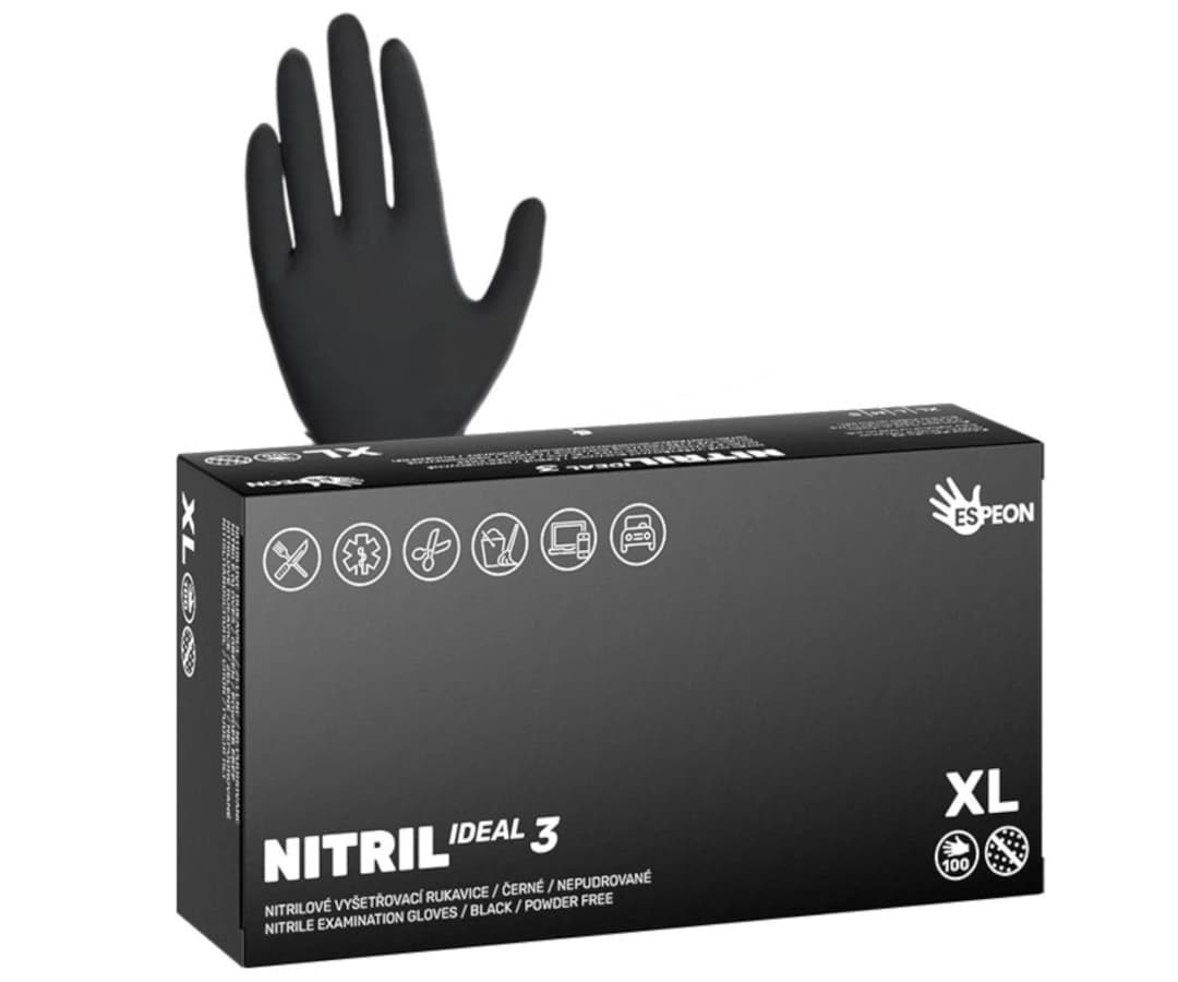 ESPEON IDEAL nitrilové rukavice černé, XL 100 ks