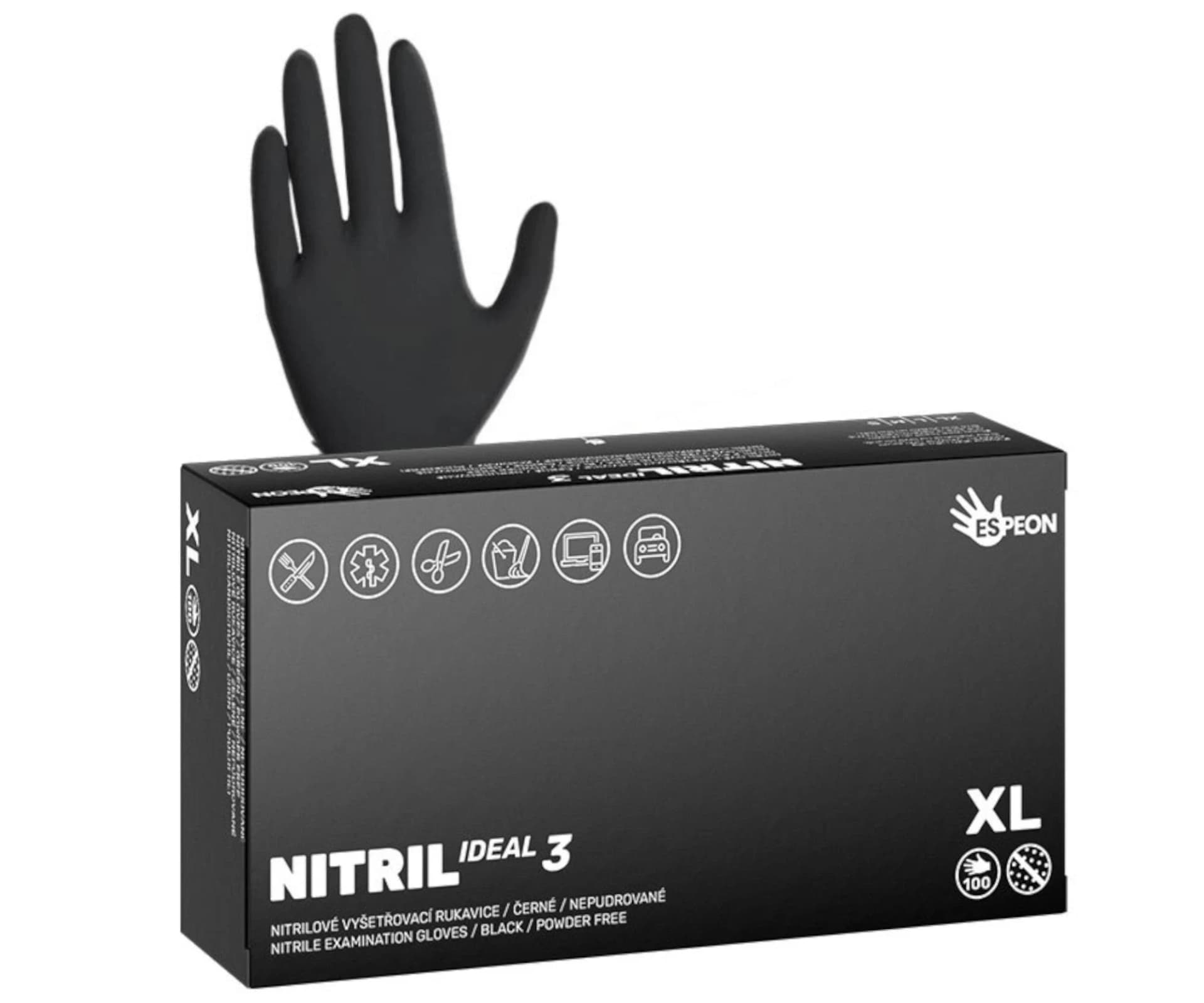ESPEON IDEAL nitrilové rukavice černé, XL 100 ks