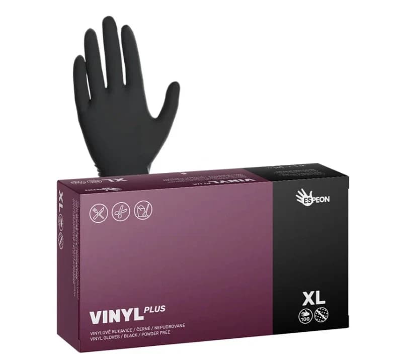 ESPEON PLUS vinylové rukavice černé, XL 100 ks