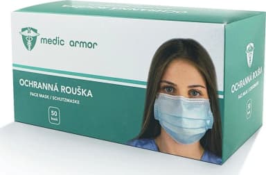 Medic Armor jednorázová 3vrstvá rouška, modrá, 50 ks - expirováno 2023