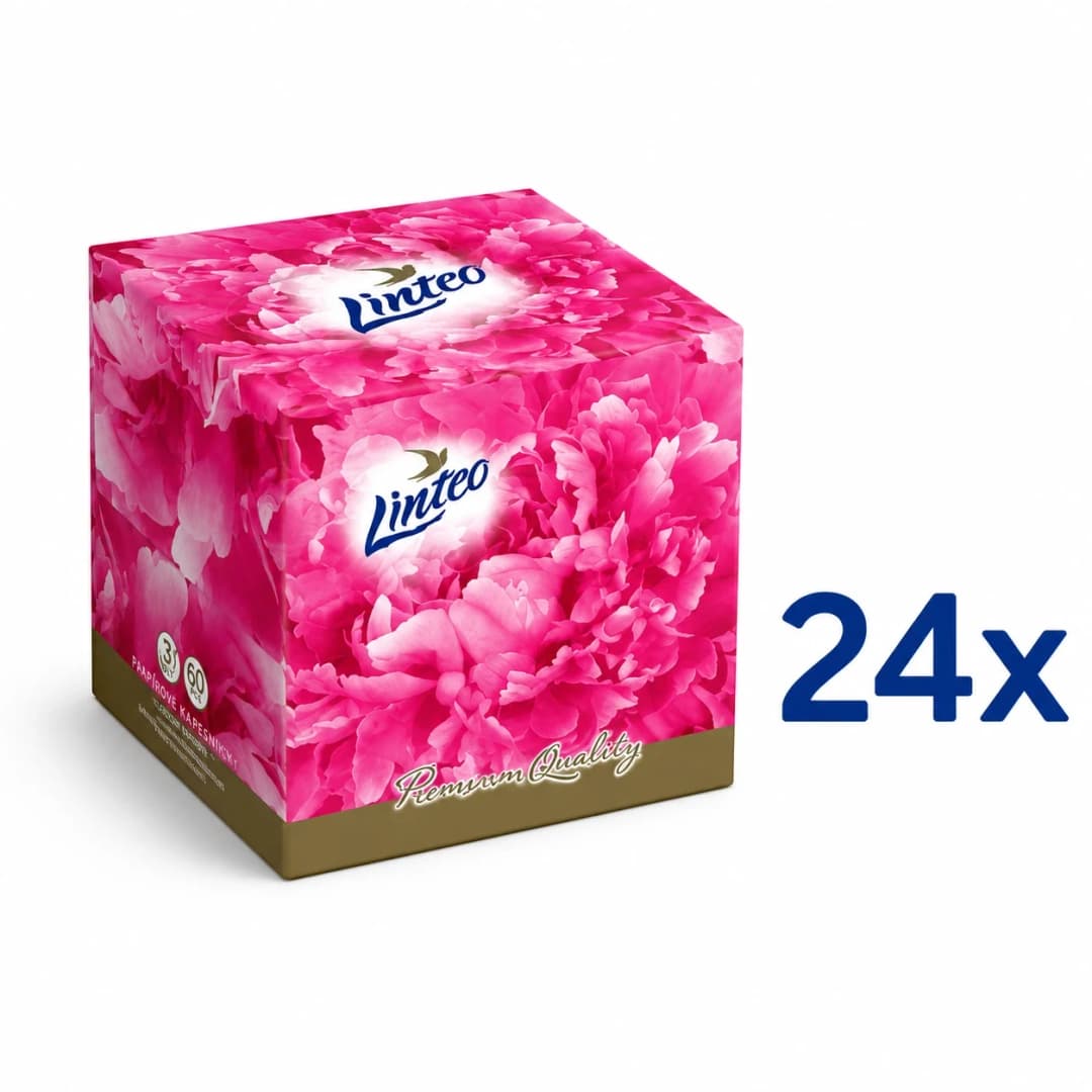24x Linteo papírové kapesníčky v boxu 3-vrstvé 60 ks