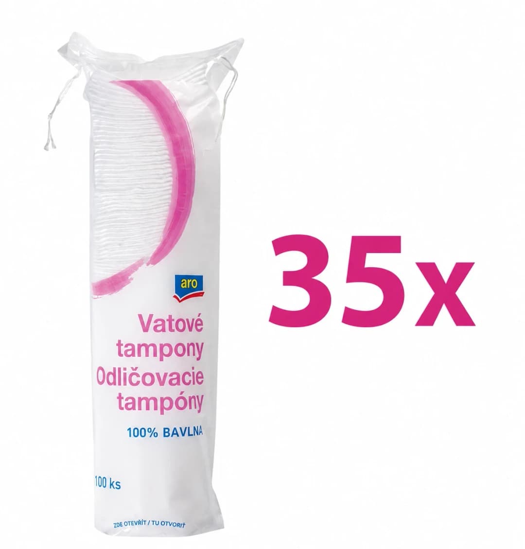 35x Odličovací tampony Aro 100% bavlna - 100 kusů