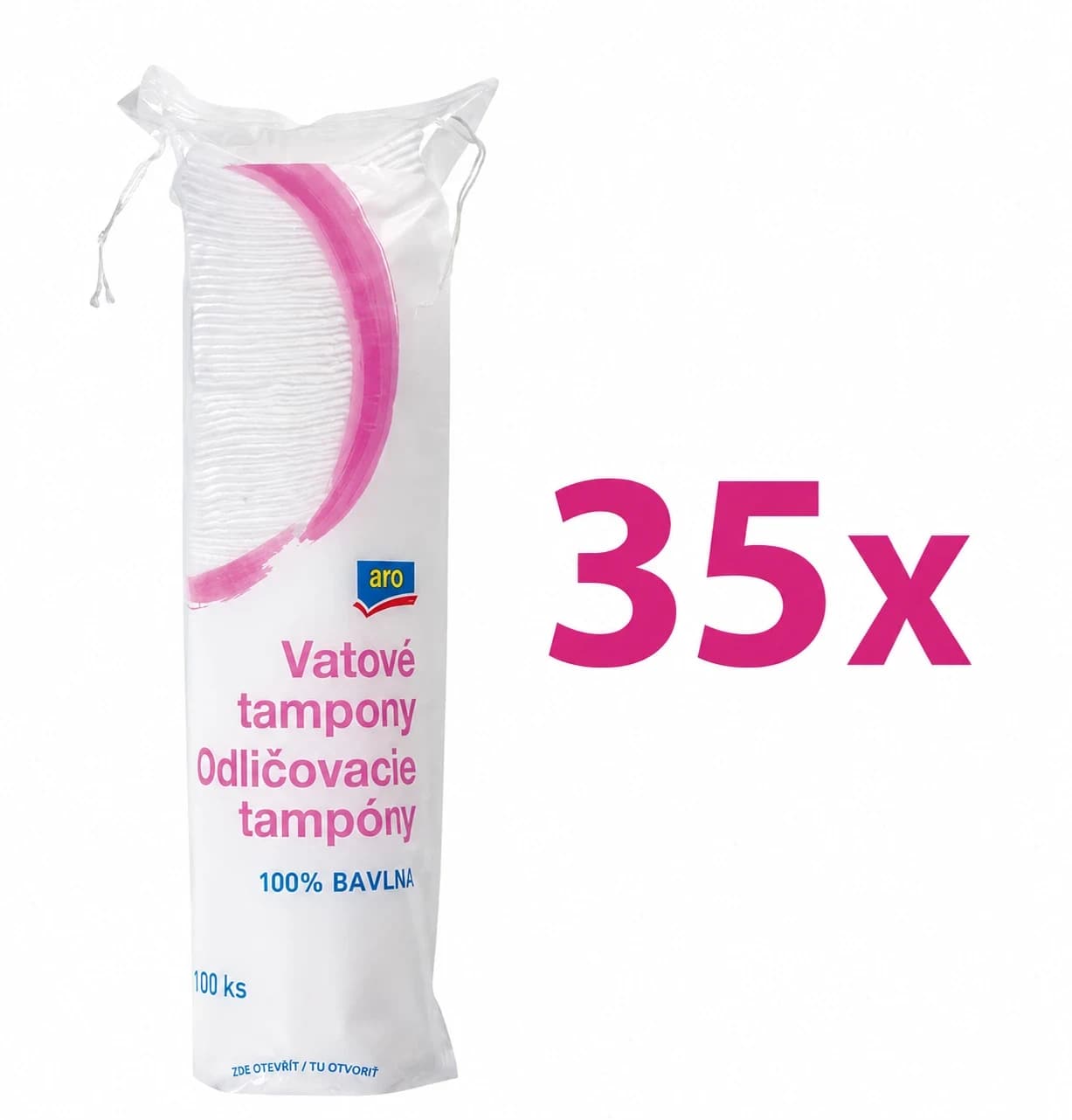 35x Odličovací tampony Aro 100% bavlna - 100 kusů