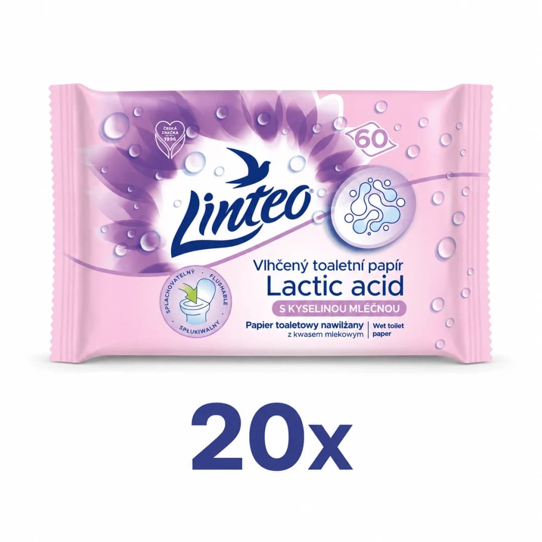 20x Linteo vlhčený toaletní papír s kyselinou mléčnou 60 ks