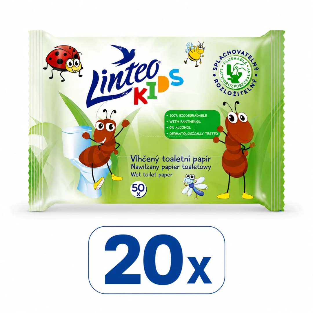 20x Linteo Kids vlhčený toaletní papír pro děti 50 ks