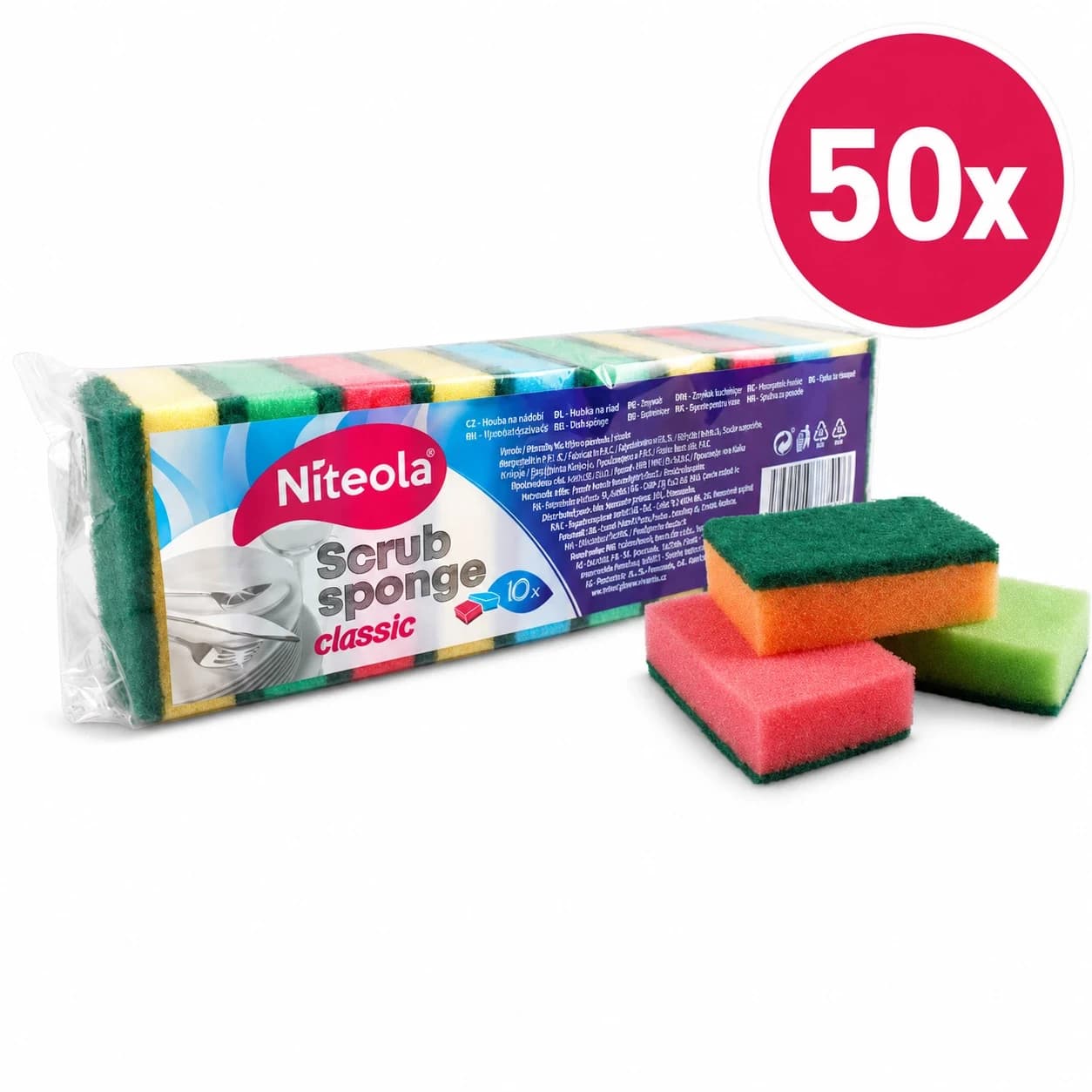50x Houbička na nádobí Niteola Classic - 10ks
