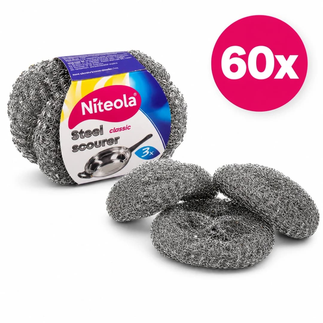 60x Drátěnka na nádobí Niteola, kovová 3ks