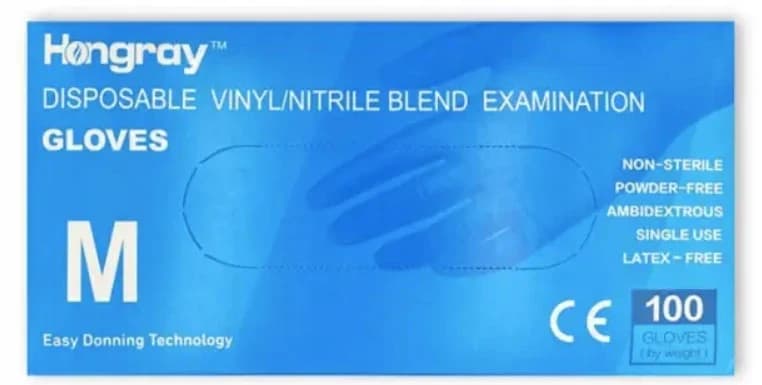 Hongray vinyl/nitril rukavice modre bez pudru, vel. M, 100 ks - po expiraci