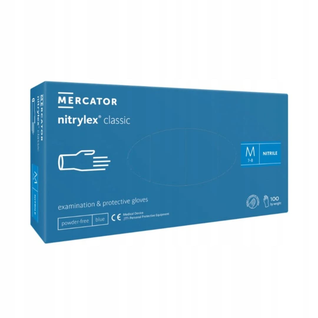 Mercator Nitrylex Classic nitrilové rukavice modré, vel. M, 100 ks