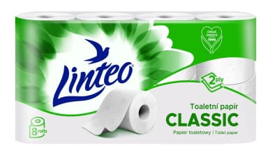 Linteo Classic toaletní papír bílý, 2vrstvý, 8 rolí