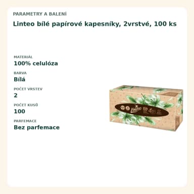 Linteo bílé papierové kapesníky, 2vrstvé, 100 ks