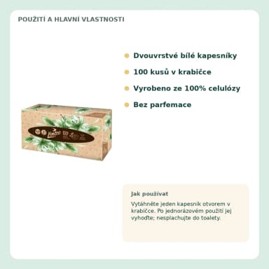 Linteo bílé papierové kapesníky, 2vrstvé, 100 ks