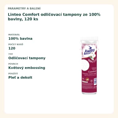 Linteo Comfort odličovací tampony ze 100% bavlny, 120 ks
