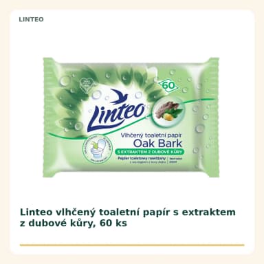 Linteo vlhčený toaletní papír s extraktem z dubové kůry, 60 ks